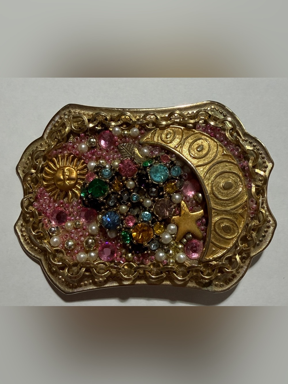 Gold-Tone western belt buckle handmade.
